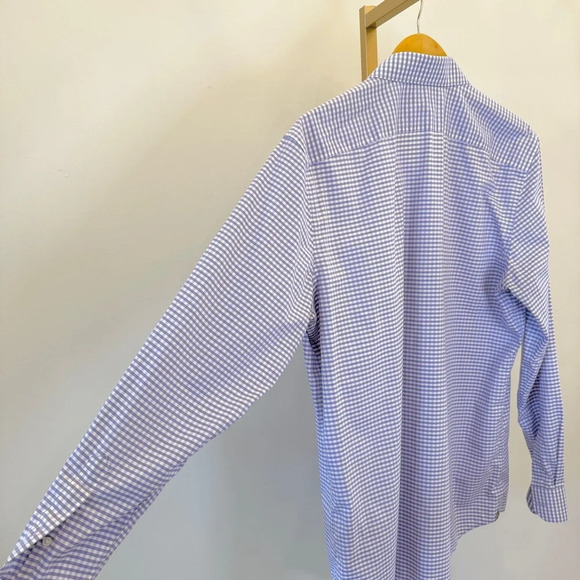 Banana Republic Men's L Camden Fit Purple Check Long Sleeve Button-Up Shirt - Picture 10 of 14